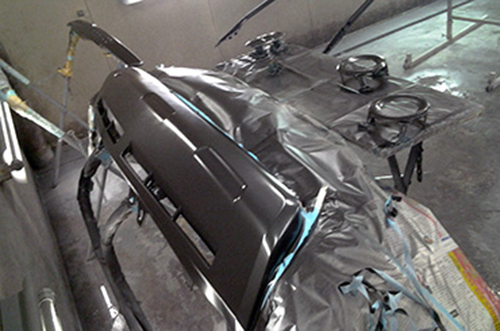 ランクルプラドのフロントバンパーアンダーカバーのマッドグレーペイント施工終了